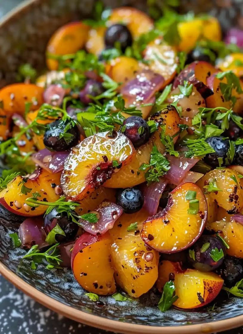 Grilled Peach Blueberry Salad