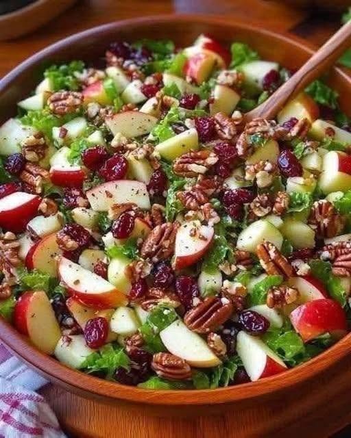 Homemade Apple Salad with Honeycrisp Apples, Celery, Grapes, Pecans, and Dried Cranberries