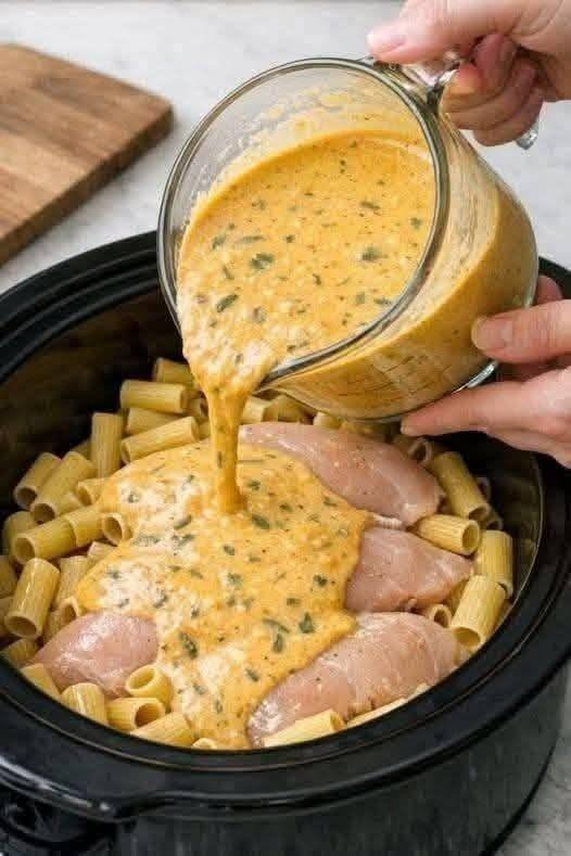 Crockpot Creamy Ranch Chicken Pasta