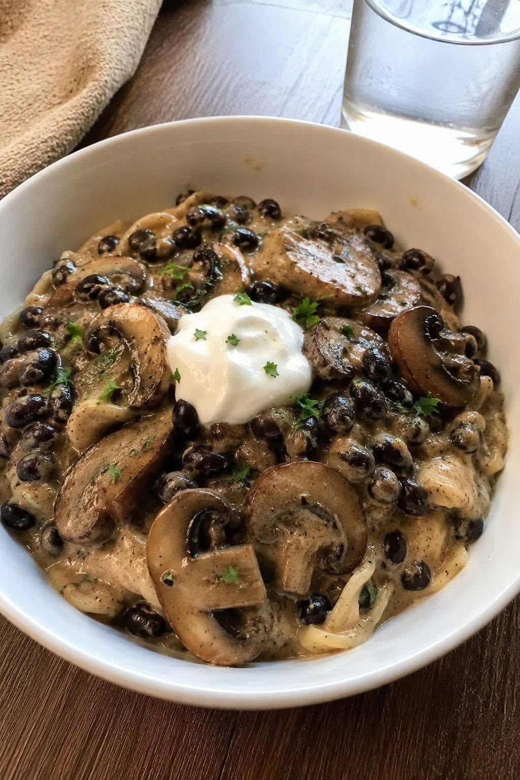 Creamy Mushroom & Black Bean Chicken Skillet