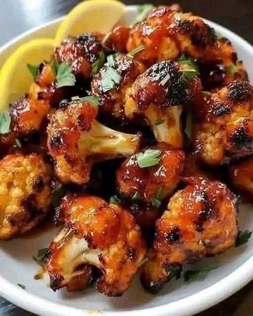 Sticky Charred Honey-Sriracha Cauliflower