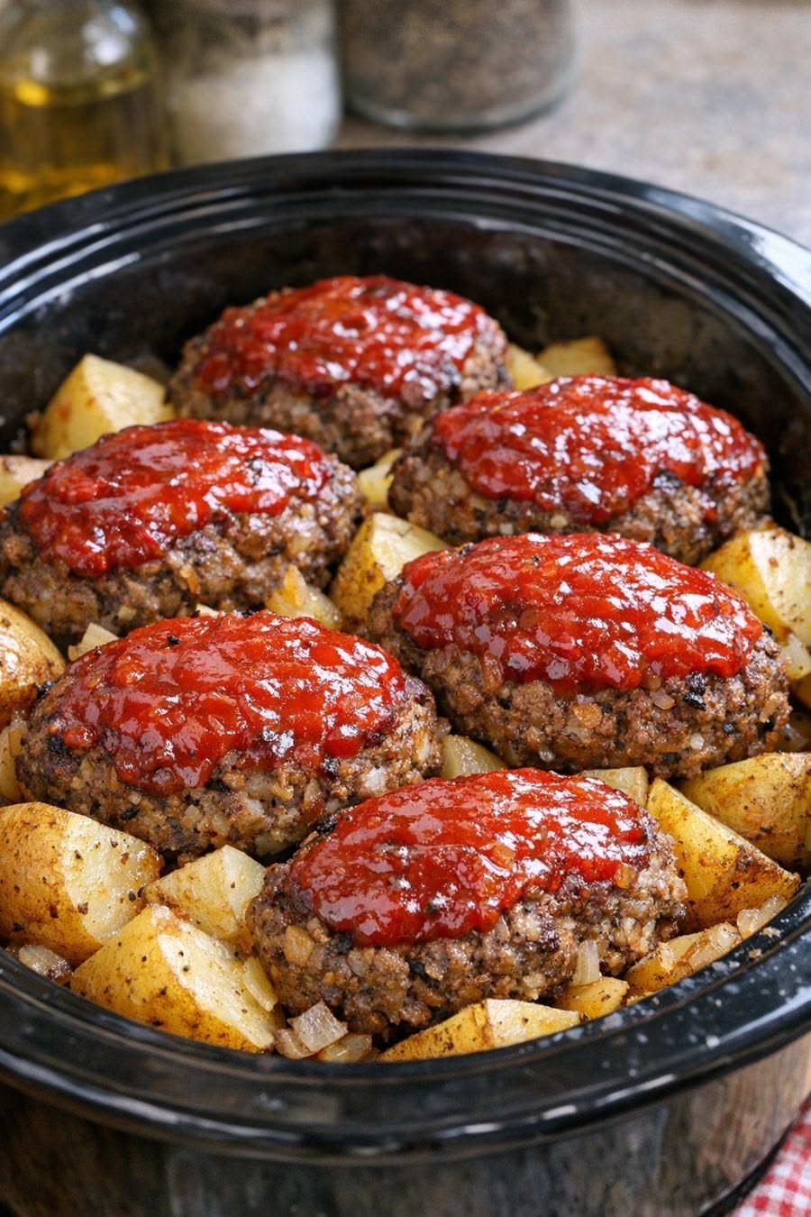 Slow Cooker Mini Meatloaves and Potatoes