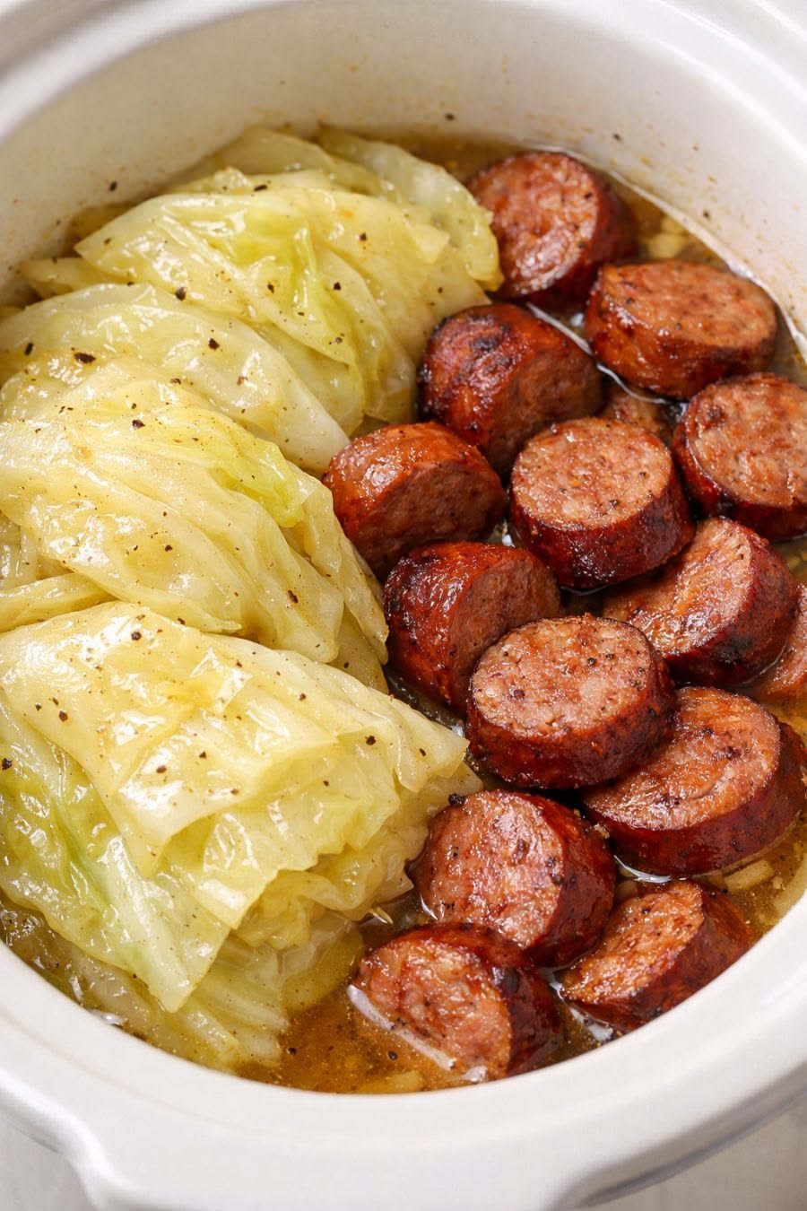 Slow Cooker Cabbage & Smoked Sausage