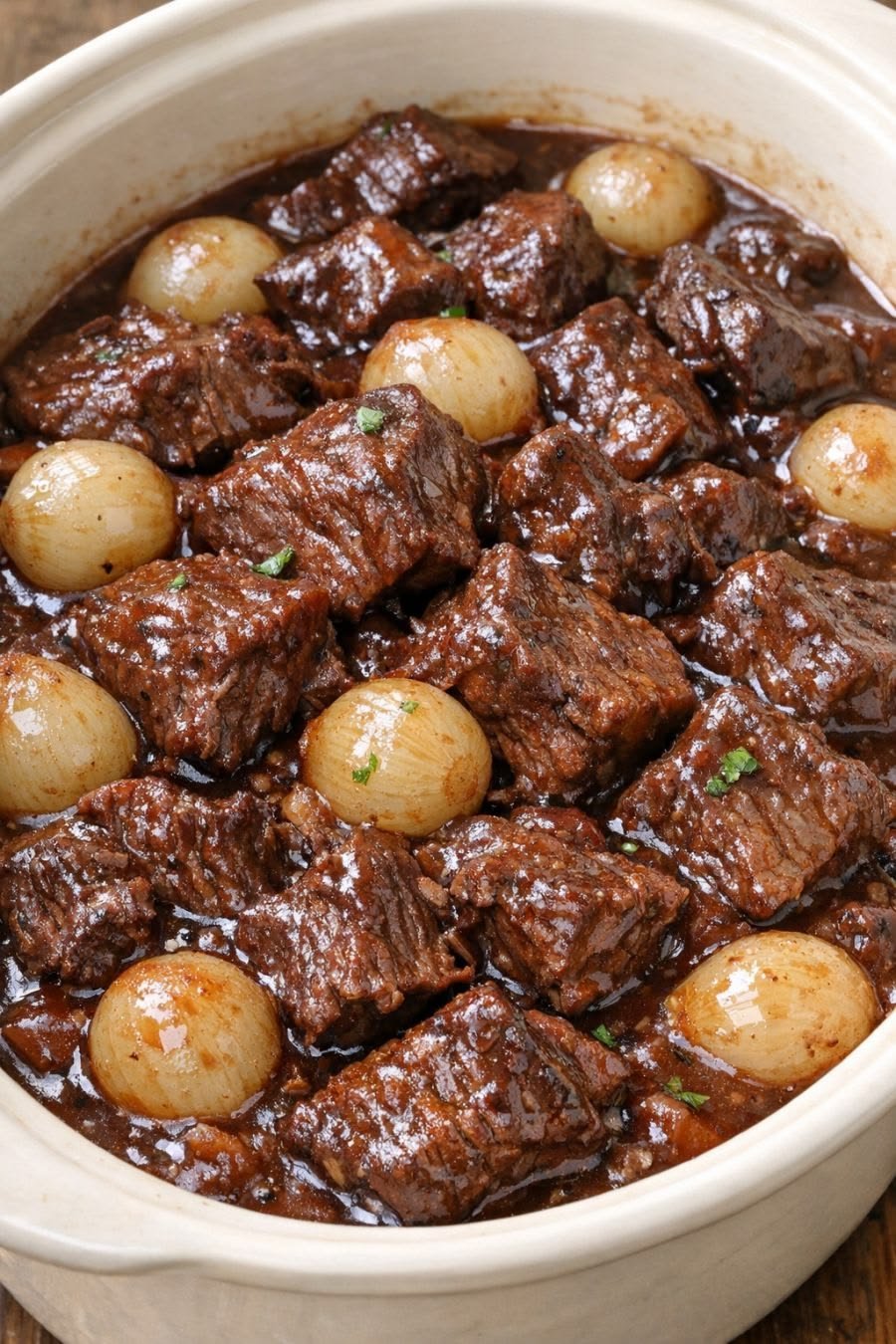 Slow-Braised Beef and Pearl Onion Stew