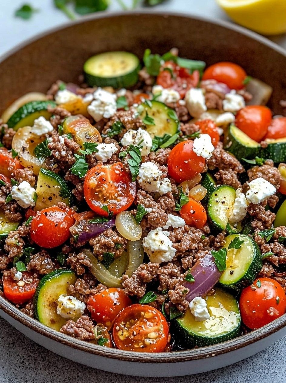 Mediterranean Ground Beef Stir Fry