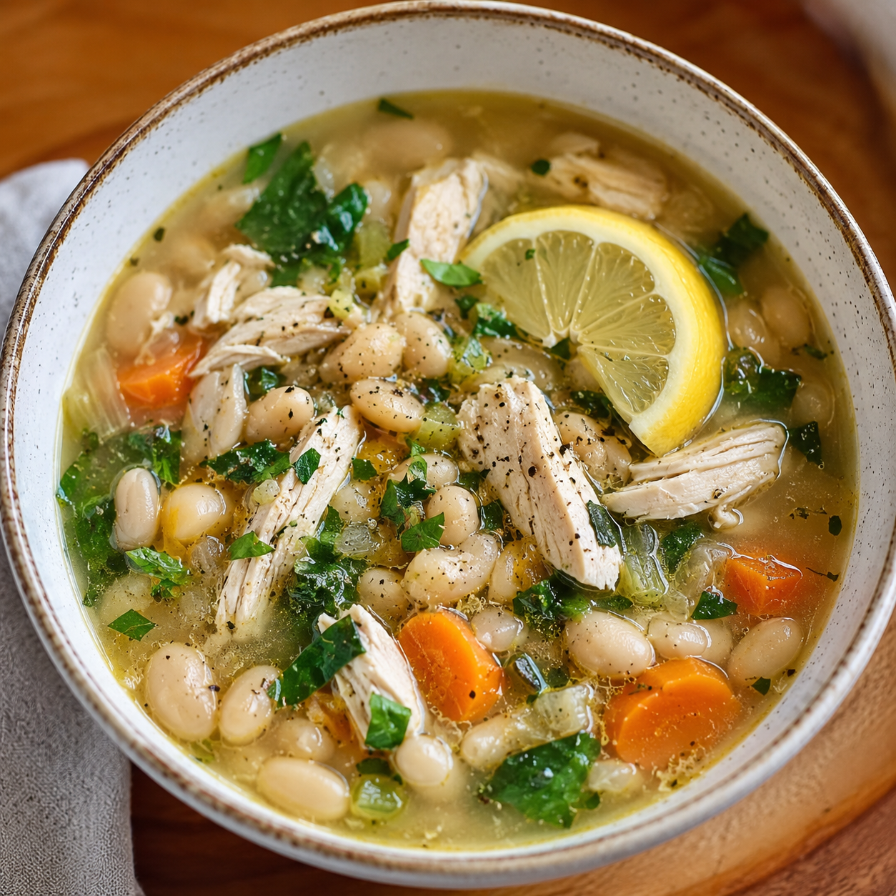 Lemon Chicken White Bean Soup
