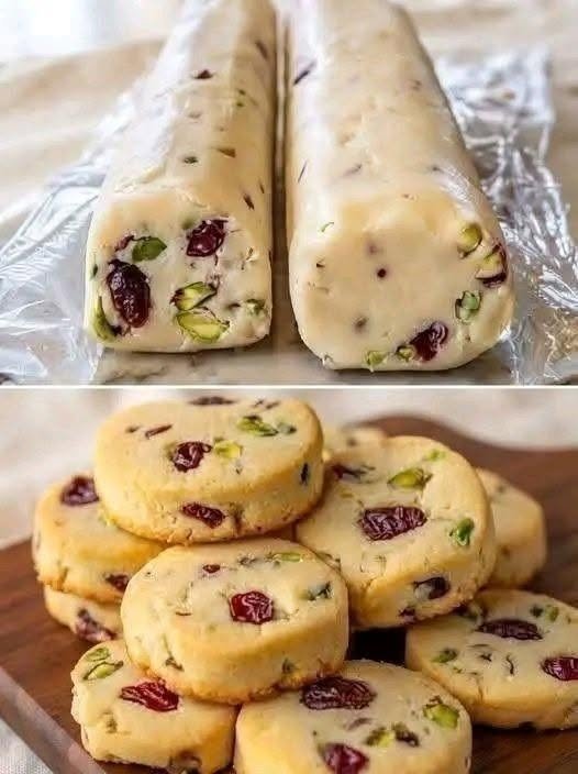 Cranberry Pistachio Shortbread Cookies